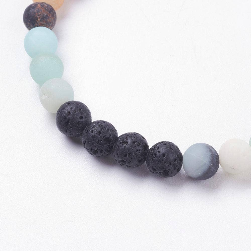 Frosted Natural Gemstone Thin Lava Bracelets