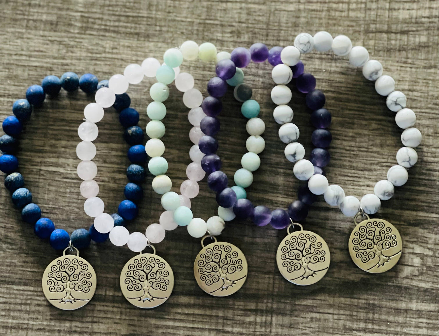 Tree of Life Natural Gemstone Stretch Bracelet (Matte)