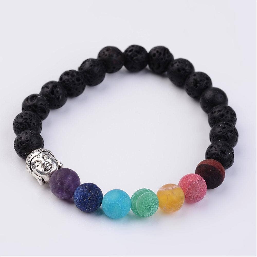 Buddha Lava Frosted Gemstone Bracelet