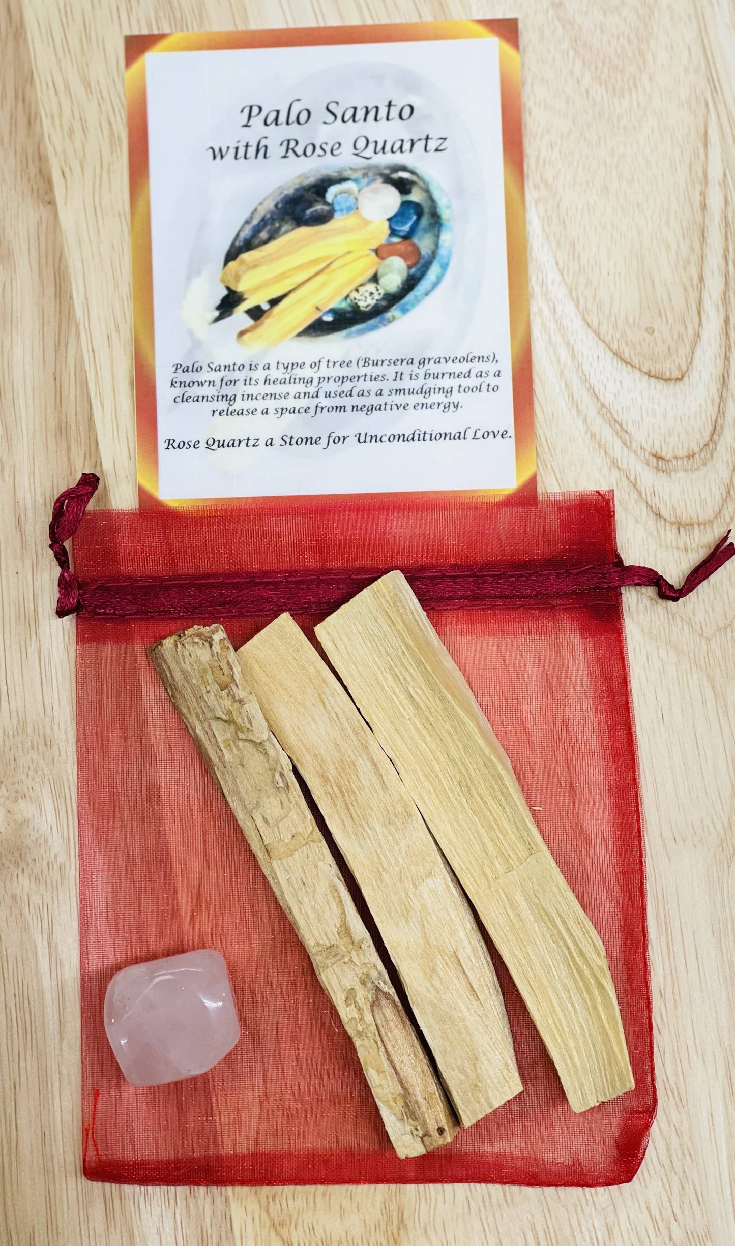 Palo Santo With Rose Quartz