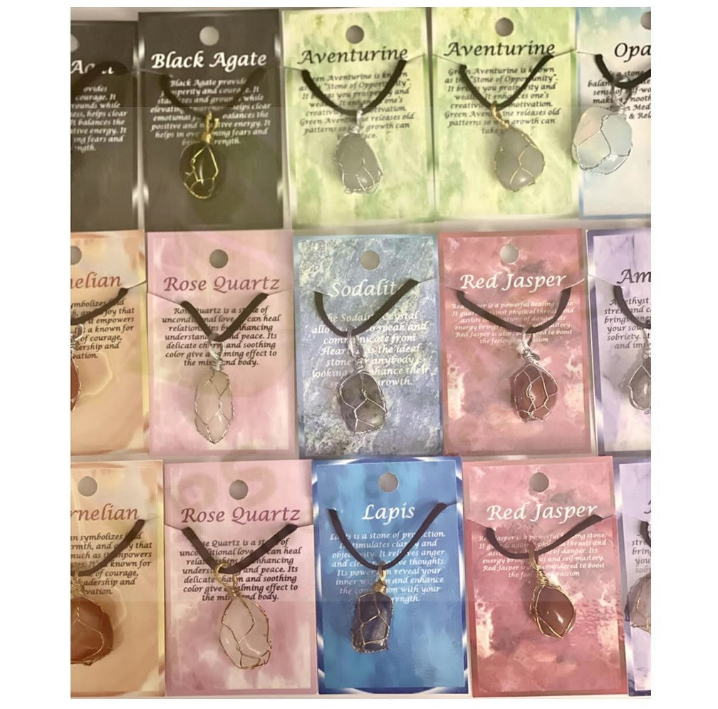 Natural Gemstone Wire Wrapped Necklace