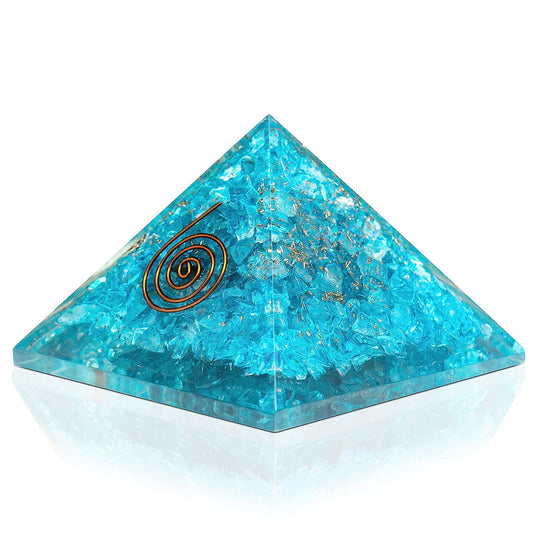 Aquamarine Orgonite Pyramid With Copper Coil