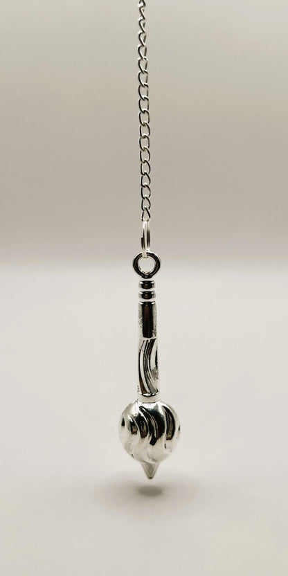 Spiral Metal Mace Pendulum Silver