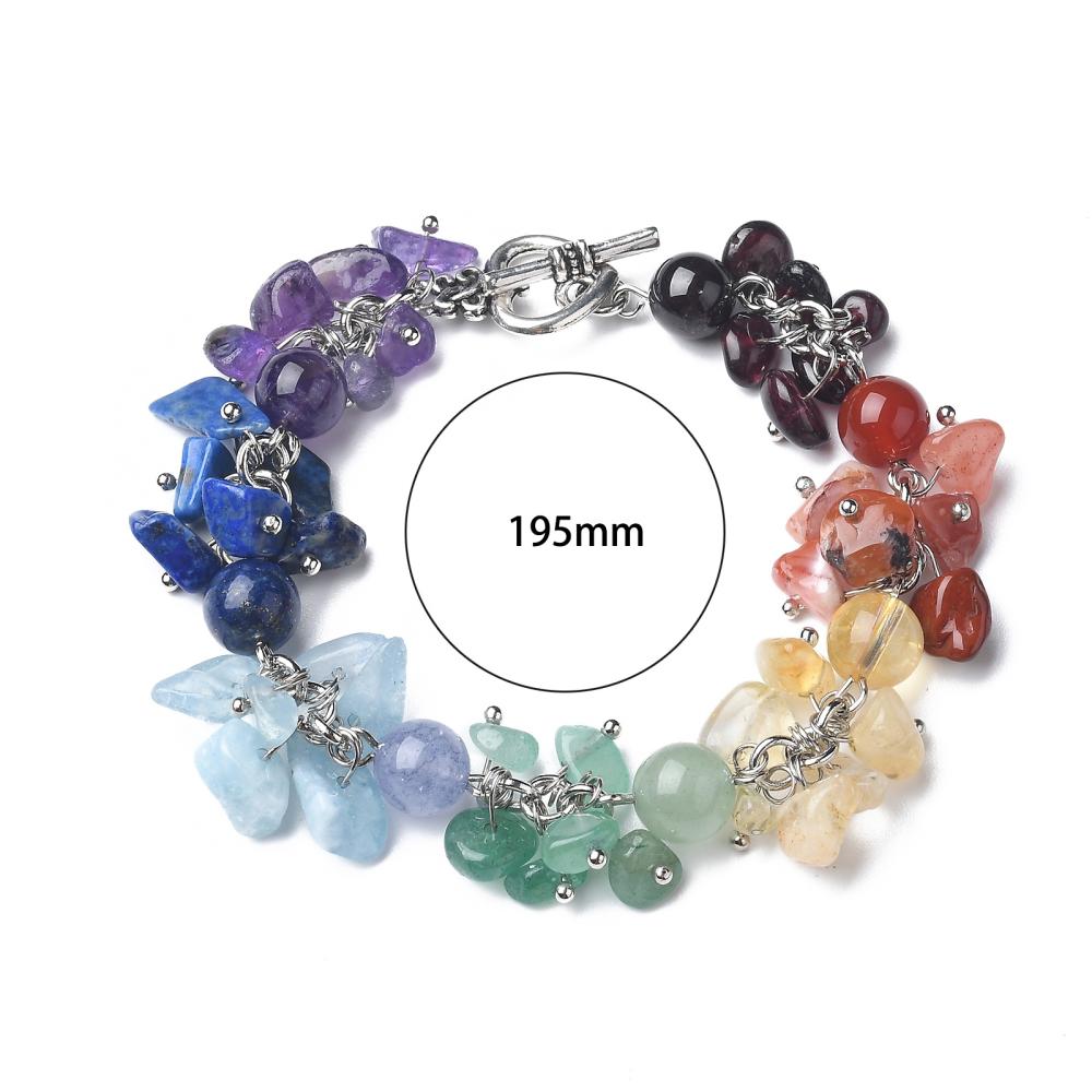 Chakra Cluster Gemstone Heart Bracelet With Free Display