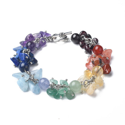 Chakra Cluster Gemstone Heart Bracelet With Free Display