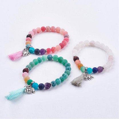 Frosted Gemstone Bracelet with Charm & Free Display