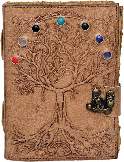 Leather Journal Gemstone Tree of Life