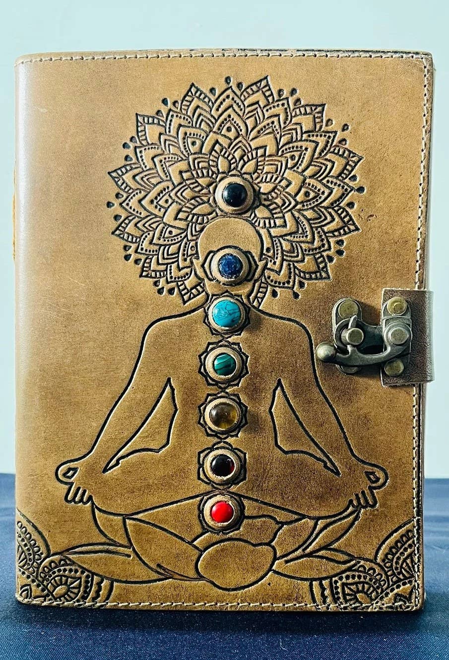 Leather Journal Yoga Chakra Gemstone
