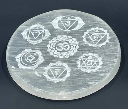 Chakra Symbol Engraved - Selenite Coaster/Charging Plate