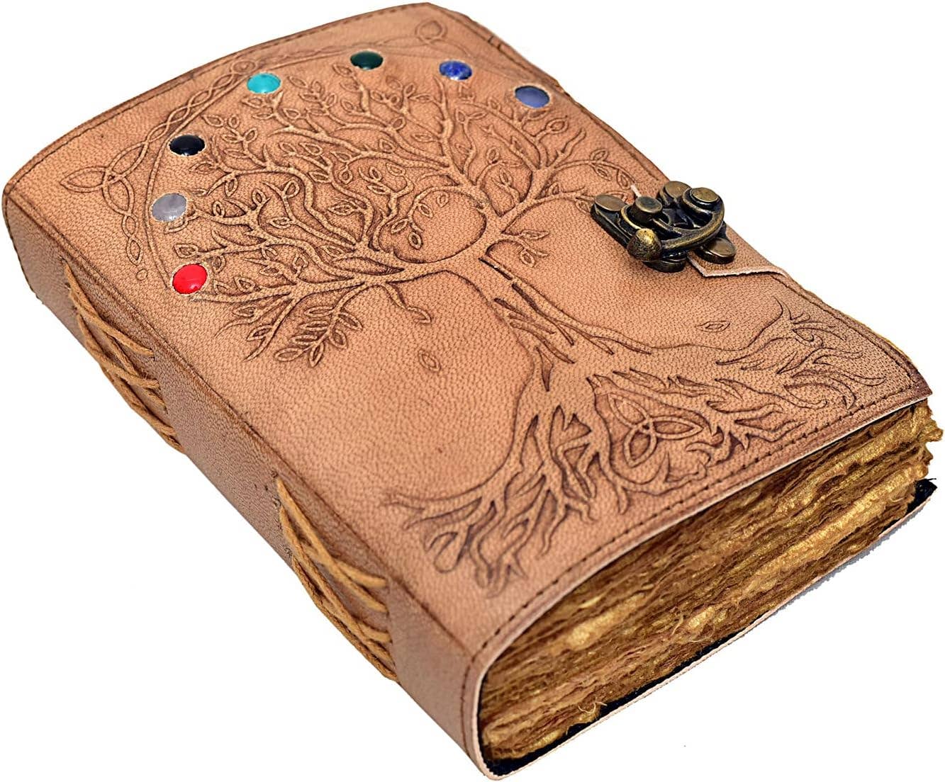 Leather Journal Gemstone Tree of Life