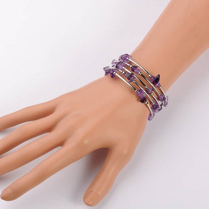 Gemstone Chip Wrap Bracelet (purple)
