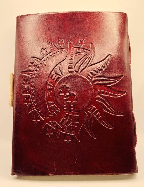 Leather Journal Sun Moon with Lapis