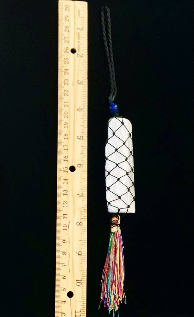 Selenite Black Thread Evil Eye Sun Catcher Multi Tassel